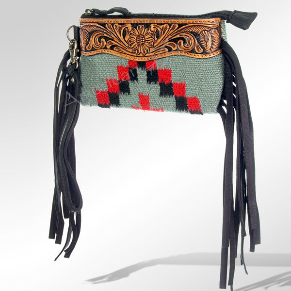 American Darling Wallet Hand Tooled Saddle Blanket Genuine Leather Western Women Bag | Handbag Purse Wristlet - Uhorse