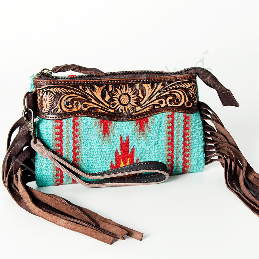 American Darling Wristlet Hand Tooled Saddle Blanket Genuine Leather Women Bag Western Handbag Purse | Travel - Uhorse
