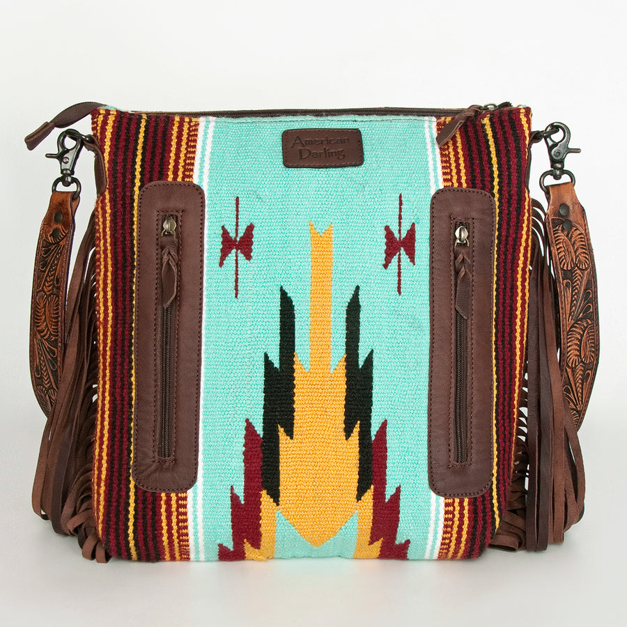 American Darling Signature Crossbody Hand Tooled Saddle Blanket Genuine Leather Western Women Bag Handbag Purse | for Cute
