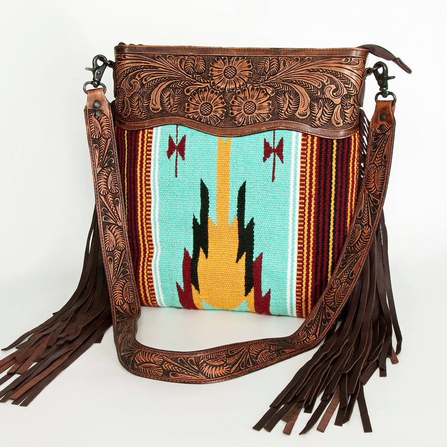 American Darling Signature Crossbody Hand Tooled Saddle Blanket Genuine Leather Western Women Bag Handbag Purse - Uhorse