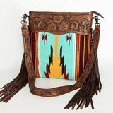 American Darling SIGNATURE CROSSBODY Hand Tooled Upcycled Wool Genuine Leather women bag western handbag purse