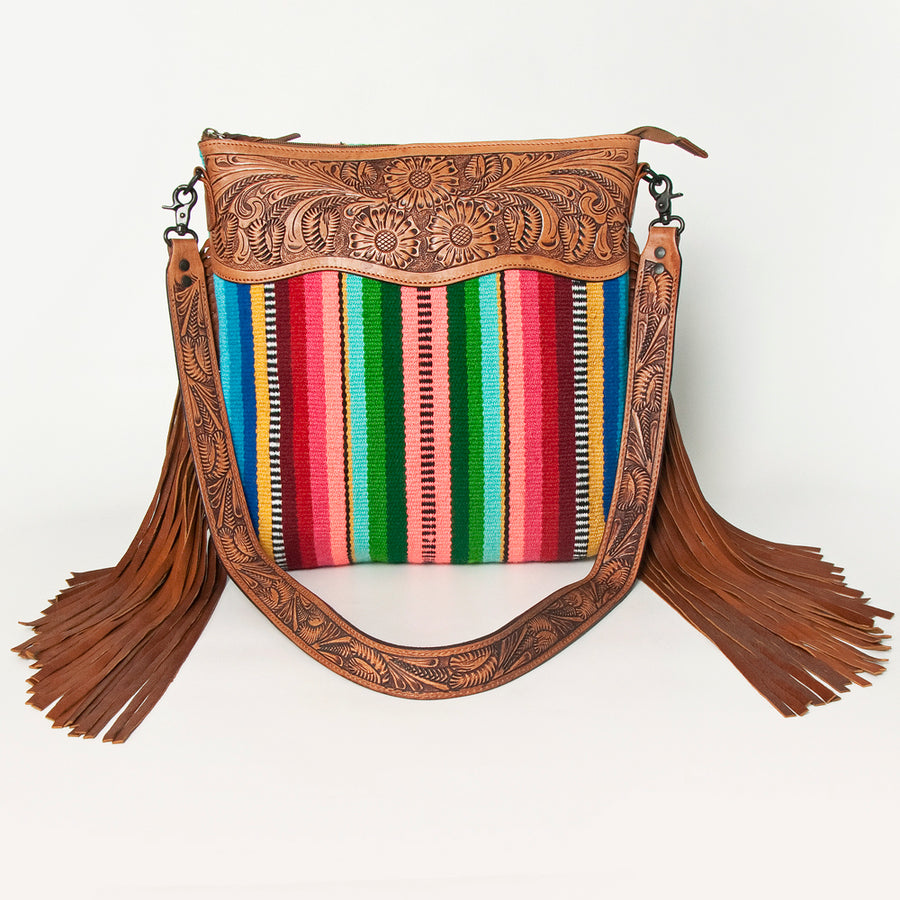 American Darling Cross Body Saddle Blanket Hand Tooled Genuine Leather Western Women Bag Handbag Purse Travel Bags College