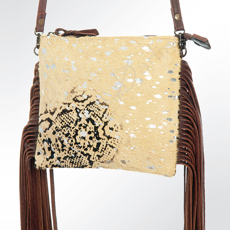 American Darling Small Cowhide Crossbody Bag with Leather Fringe - Uhorse