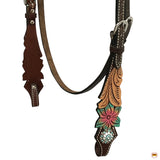 HILASON Western Horse Headstall Breast Collar Set American Leather Floral | Leather Headstall | Leather Breast Collar | Tack Set for Horses