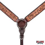 HILASON Western Horse Headstall Breast Collar Set American Leather Floral | Tack for Horses