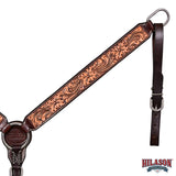 HILASON Western Horse Headstall Breast Collar Set American Leather Floral | Tack for Horses