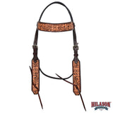 HILASON Western Horse Headstall Breast Collar Set American Leather Floral | Tack for Horses