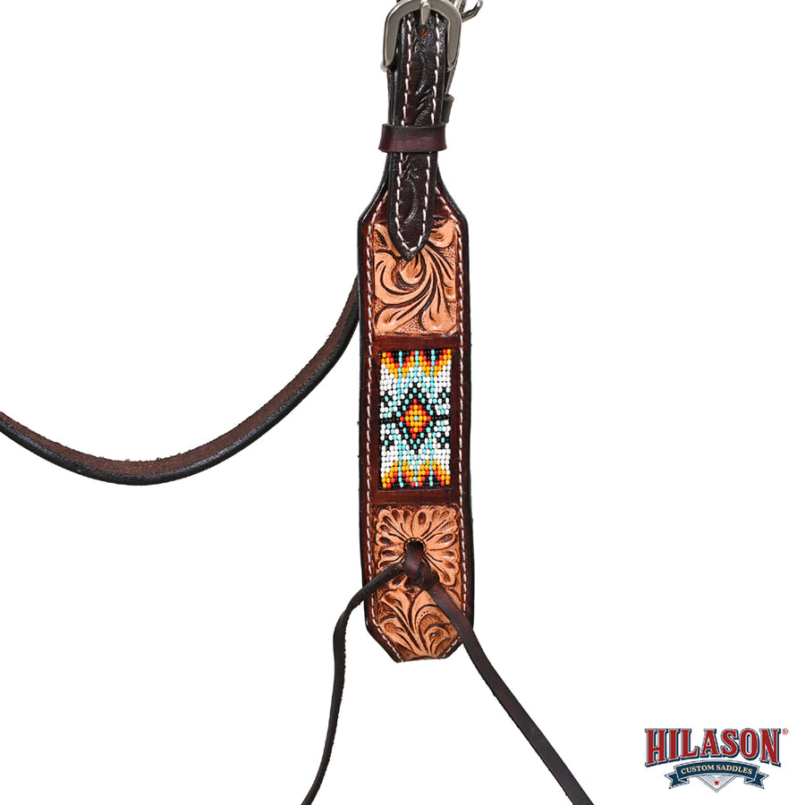 HILASON Western Horse Floral Headstall Breast Collar One Ear Headstall Wither Strap American Leather Tack Set