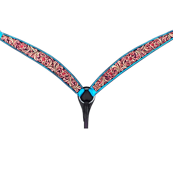 HILASON Western Horse Headstall Breast Collar Set American Leather Floral - Uhorse