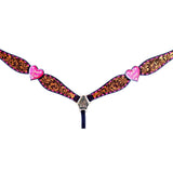 HILASON W. H. Breast Collar American Leather Floral Pink Heart – by Hilason – Cowboy and equestrian accessories