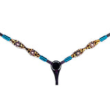 HILASON W. H. Breast Collar American Leather Leopard Turquoise – by Hilason – Cowboy and equestrian accessories