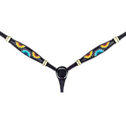 HILASON Western Horse Headstall Breast Collar Set American Leather Rawhide Black | Tack for Horses