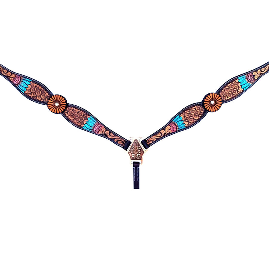 HILASON Western Horse Headstall Breast Collar Set American Leather Tan - Uhorse
