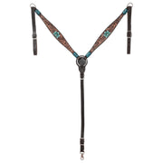 HILASON Western Horse Headstall Breast Collar Set American Leather Dark Brown | Tack for Horses