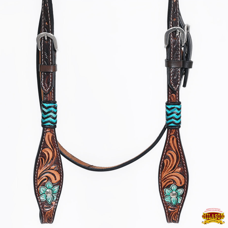 HILASON Western Horse Headstall Breast Collar Set American Leather Dark Brown | Tack for Horses