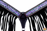HILASON Western Horse Breast Collar Tack American Leather Purple Floral