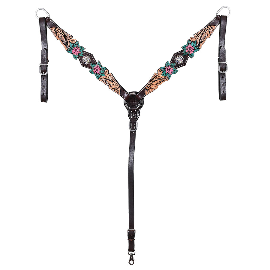 HILASON Western Horse Headstall & Breast Collar American Leather Hand Carving