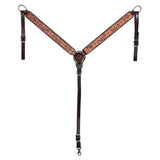 HILASON Western Horse Headstall Breast Collar Set American Leather Floral | Tack for Horses