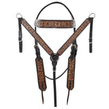 HILASON Western Horse Headstall Breast Collar Wither Strap Set American Leather Floral