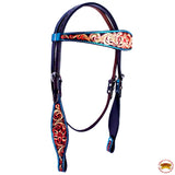 HILASON Western Horse Headstall Breast Collar Set American Leather Floral