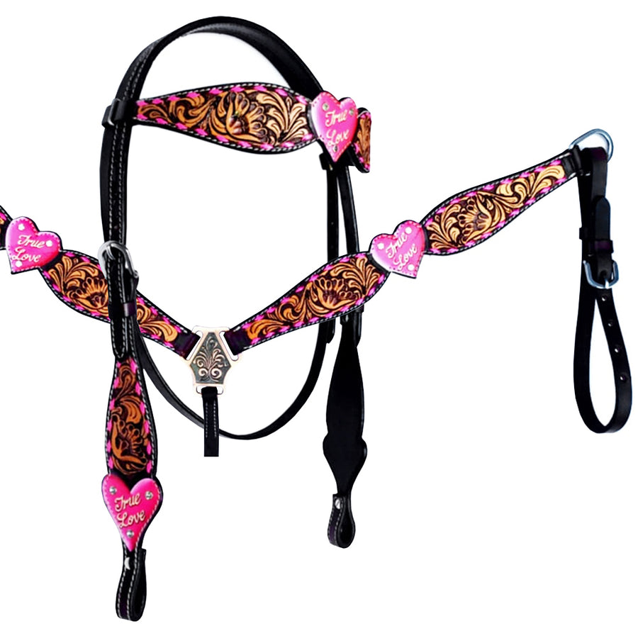 HILASON W. H. Headstall Breast Collar Set American Leather Floral – by Hilason – Cowboy and equestrian accessories