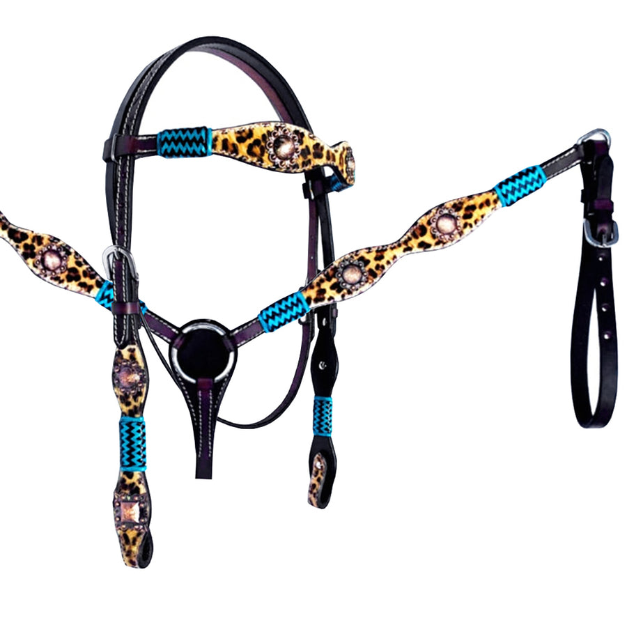 HILASON W. H. Headstall Breast CollarAmerican Leather Leopard – by Hilason – Cowboy and equestrian accessories