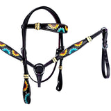 HILASON Western Horse Headstall Breast Collar Set American Leather Black - Uhorse
