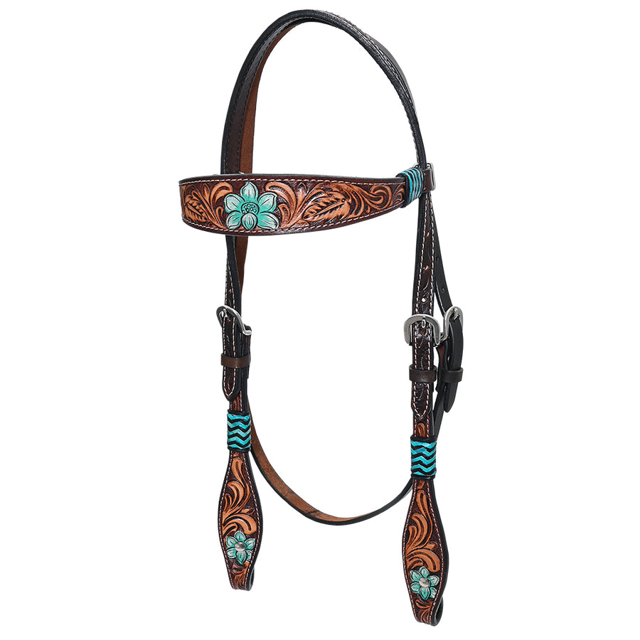 HILASON Western Horse Headstall & Breast Collar American Leather Hand Carving