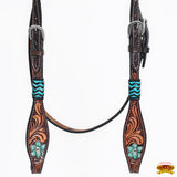 HILASON Western Horse Headstall Breast Collar Set American Leather Tan Dark Brown | Tack for Horses