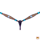 HILASON Western Horse Headstall Breast Collar Set American Leather Floral Tan Dark Brown