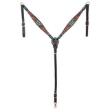 HILASON Western Horse Headstall Breast Collar Set American Leather Tan Dark Brown | Tack for Horses