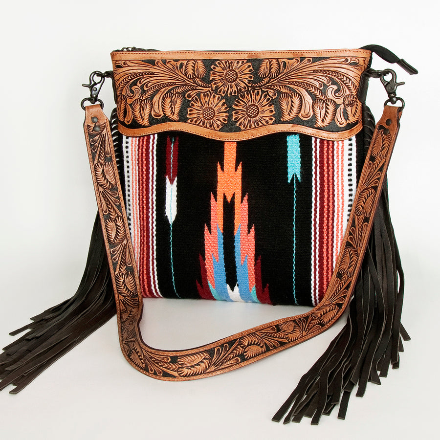 American Darling Signature Crossbody Hand Tooled Saddle Blanket Genuine Leather Western Women Bag Handbag Purse - Uhorse