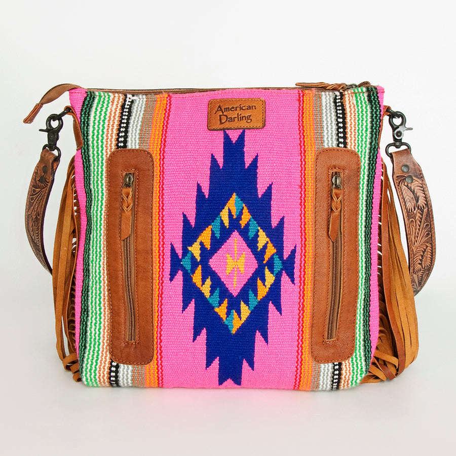 Ameran Darling Women's Crossbody Bag Western Hand Tooled Saddle Blanket Genuine Leather Handbag and Ladies Purse