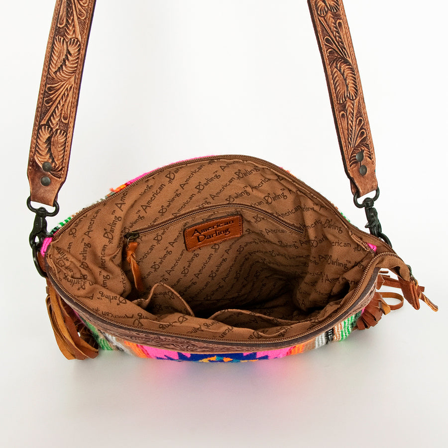 Ameran Darling Women's Crossbody Bag Western Hand Tooled Saddle Blanket Genuine Leather Handbag and Ladies Purse