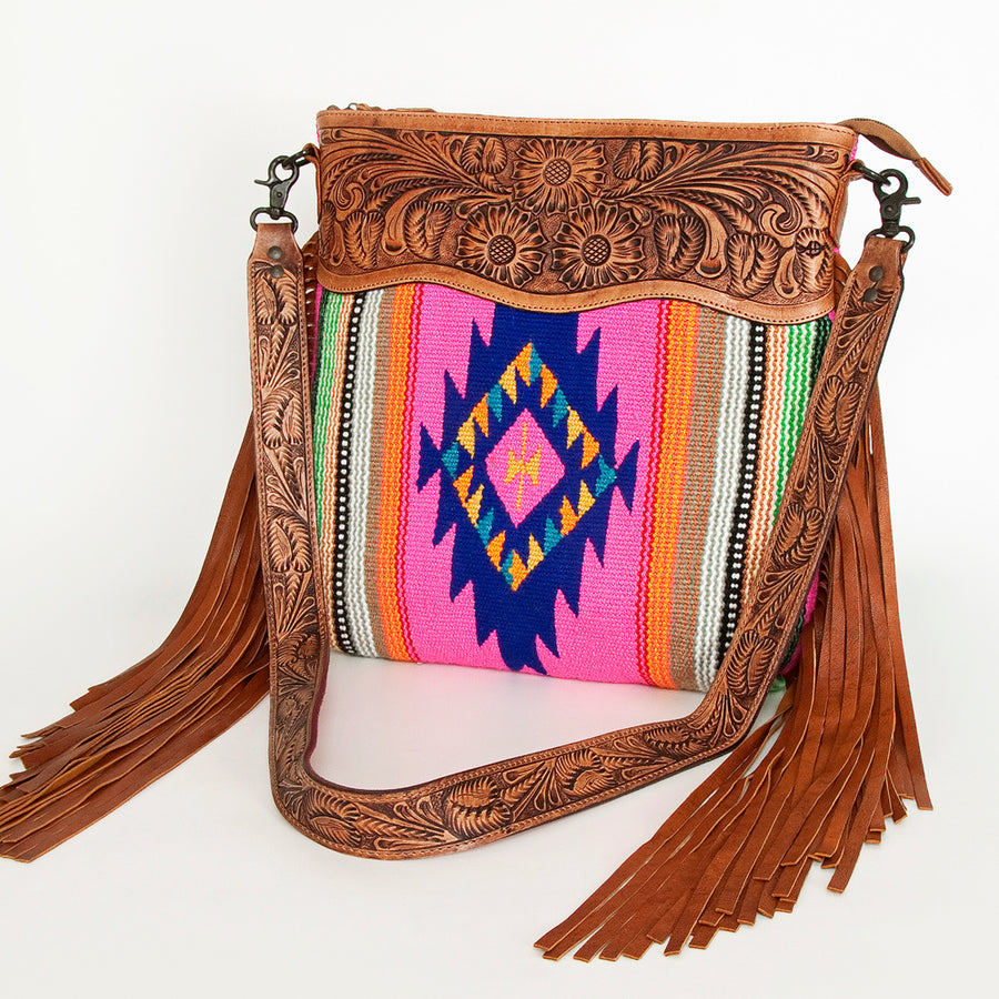 American Darling Signature Crossbody Hand Tooled Saddle Blanket Genuine Leather Western Women Bag Handbag Purse - Uhorse