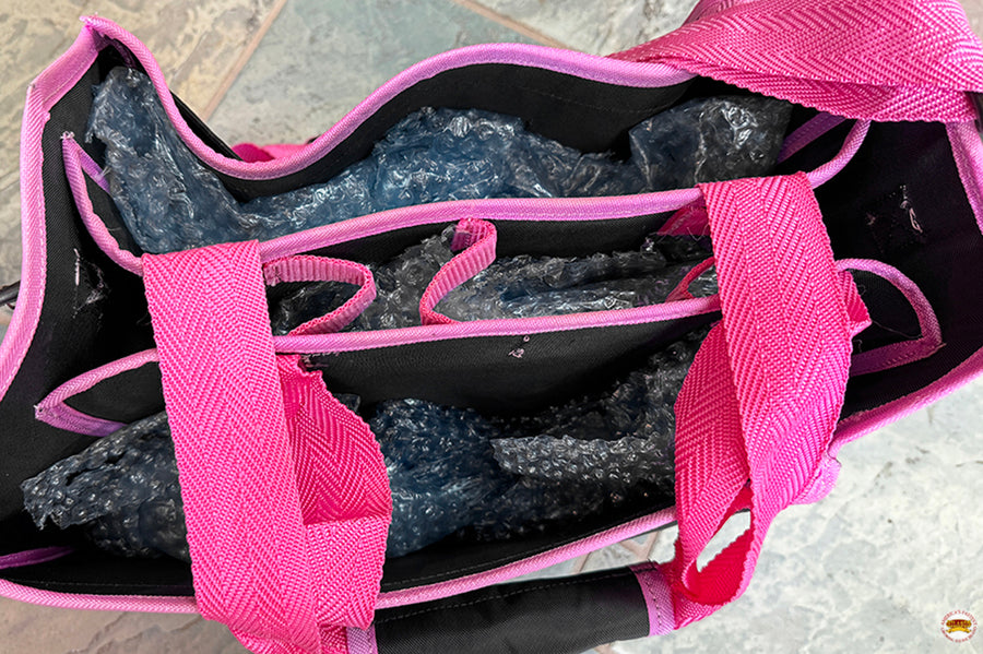 HILASON Western Horse Grooming Tote Bag Organizer Tool Kit Accessories Black/Pink
