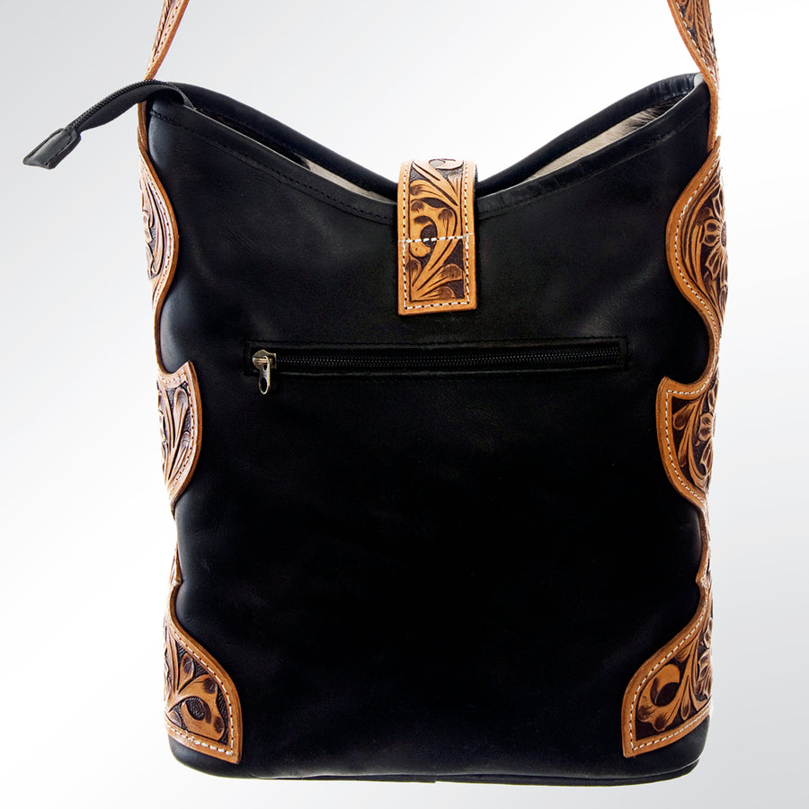 American Darling Hobo Bag Hand Tooled Floral Carved Hair-On Cowhide Genuine Leather Shoulder Purse with YKK Zipper