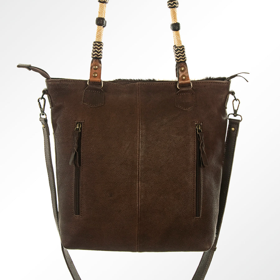 American Darling Tote Bag Hand Tooled Floral Carved Hair-On Cowhide Genuine Leather Shoulder Purse with YKK Zipper