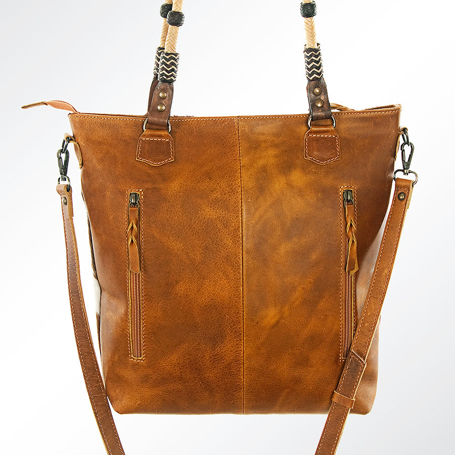 American Darling Tote Bag Hand Tooled Carved Hair-On Cowhide Genuine Leather Shoulder Purse with YKK Zipper