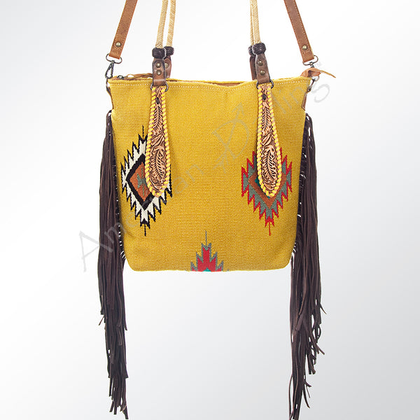 American Darling Hand Tooled and Woven Saddle Blanket Western Tote Bag - Uhorse