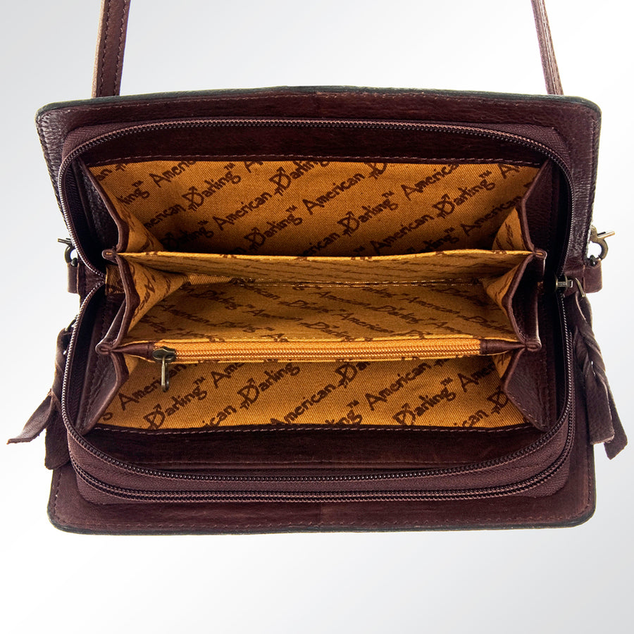 American Darling Organiser Bag Hand Tooled Floral Carved Genuine Leather Western Wallet Buck Stitched with YKK Zipper