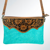 American Darling ADBG547TRQ3 Crossbody Hand Tooled Hair-On Genuine Leather Women Bag Western Handbag Purse