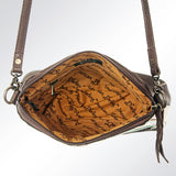 American Darling ADBG550BRW Crossbody Hand Tooled Hair-On Genuine Leather Women Bag Western Handbag Purse