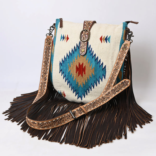 American Darling Hand Crafted Western Leather Large Cross body Bag with Saddle Blanket - Uhorse