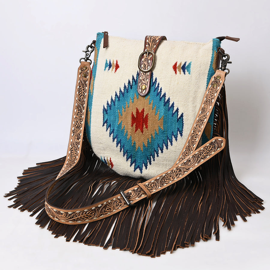 American Darling Hand Crafted Western Leather Large Cross body Bag with Saddle Blanket - Uhorse