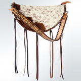 American Darling Hobo Bag Hand Tooled Floral Carved Hair-On Cowhide Genuine Leather Purse Fringes Braided YKK Zipper