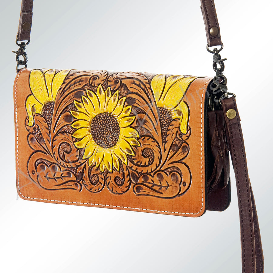 American Darling Hand Tooled Floral Leather Western Organiser Bag - Uhorse