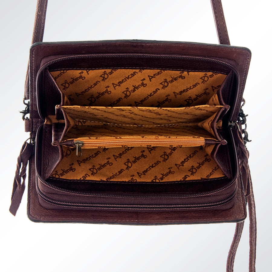 American Darling Wallet Bag Hand Tooled Floral Cactus Carved Genuine Leather Western Purse Buckstitched with YKK Zipper