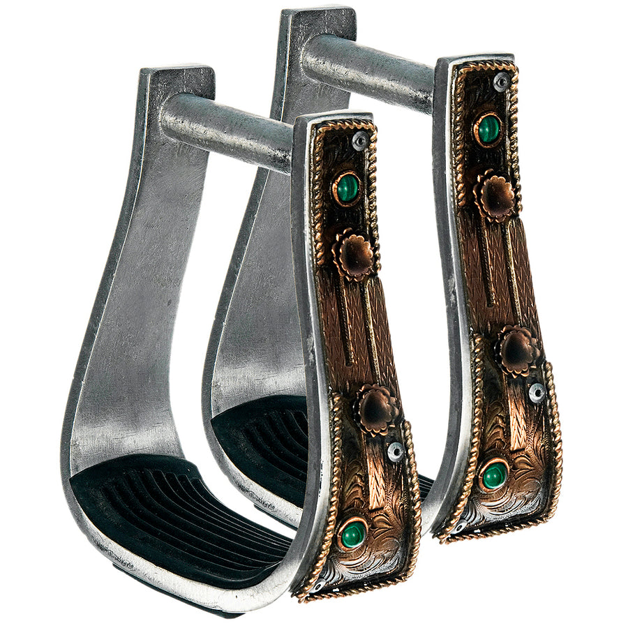 HILASON H. W. Saddle Engraved Copper Overlay Roper Stirrups | Riding – by Hilason – Cowboy and equestrian accessories