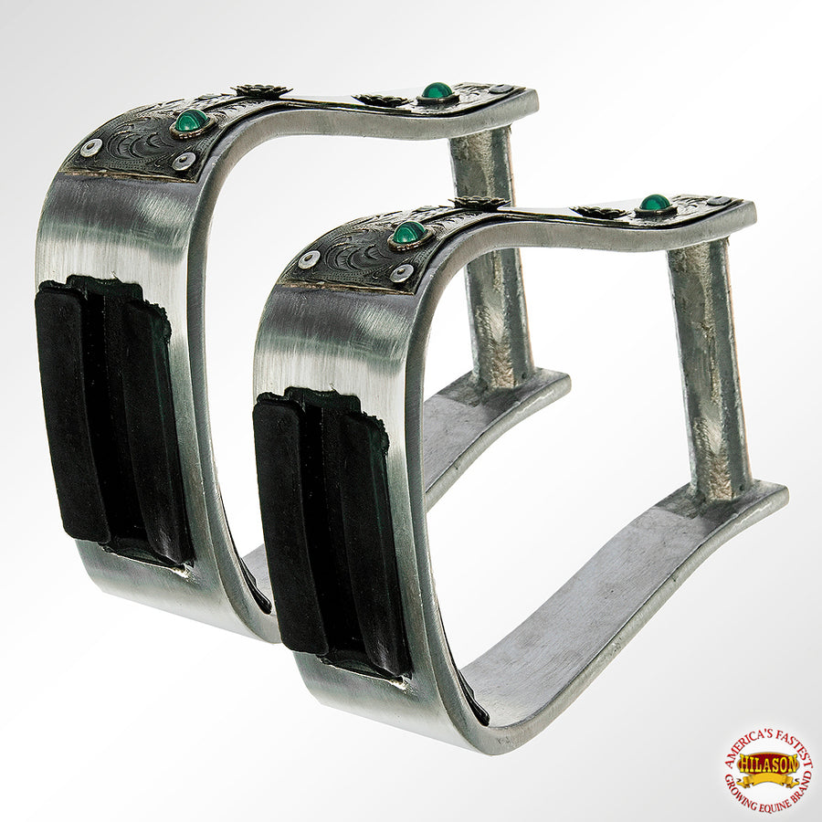 HILASON Horse Western Saddle Engraved Copper Overlay Roper Stirrups | Equestrian Riding